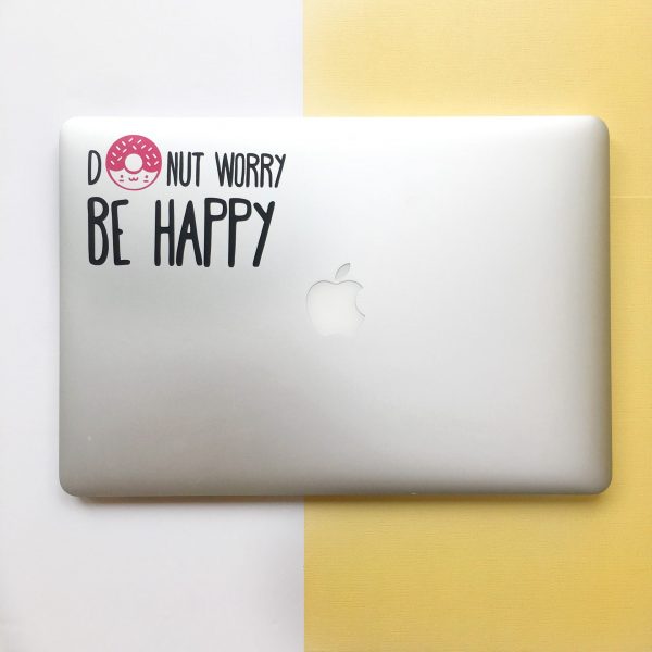 Donut Worry Be Happy Laptop Decal