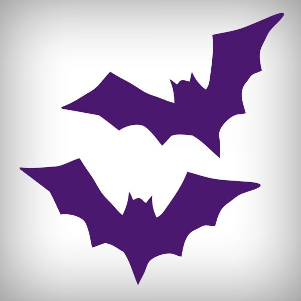 Purple Two Bats Halloween Stickers