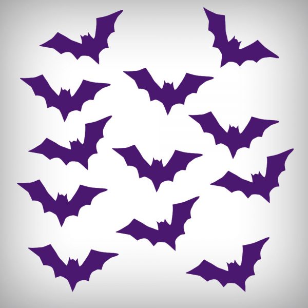 Set of 12 Purple Bats Halloween Stickers