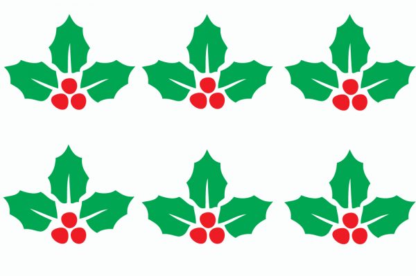 Six Christmas Holly Sticker