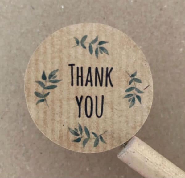 Textured ribbed 'Thank You' brown kraft labels